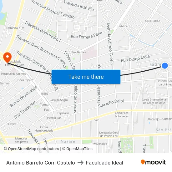 Antônio Barreto Com Castelo to Faculdade Ideal map