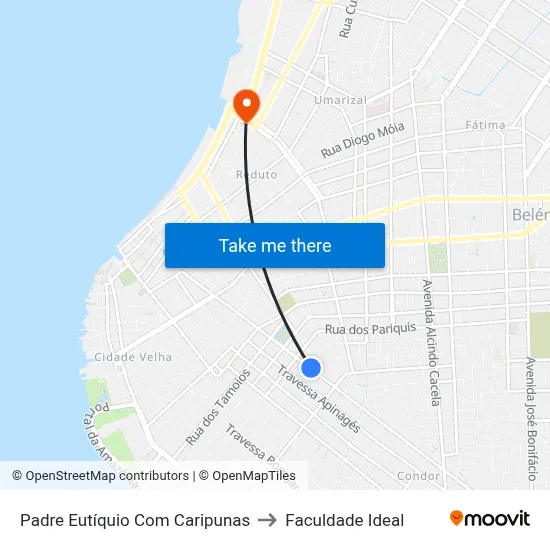 Padre Eutíquio Com Caripunas to Faculdade Ideal map