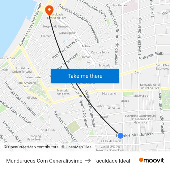Mundurucus Com Generalíssimo to Faculdade Ideal map