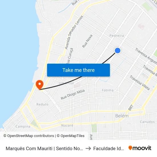 Marquês Com Mauriti | Sentido Norte to Faculdade Ideal map