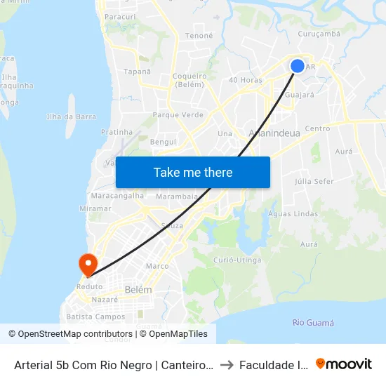 Arterial 5b Com Rio Negro | Canteiro Do Paar to Faculdade Ideal map