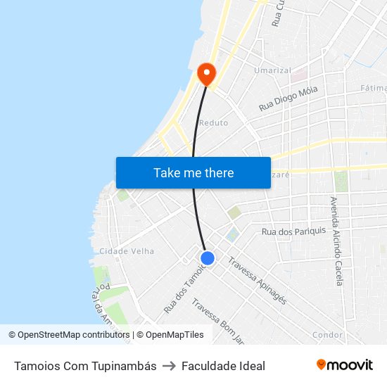 Tamoios Com Tupinambás to Faculdade Ideal map