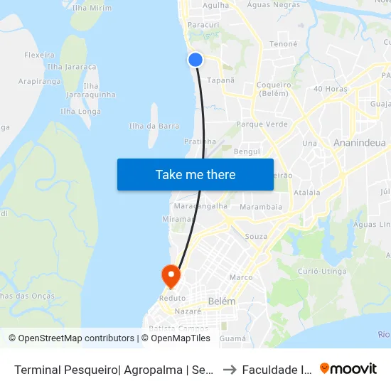 Terminal Pesqueiro| Agropalma | Sentido Sul to Faculdade Ideal map