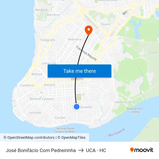 José Bonifácio Com Pedreirinha to UCA - HC map