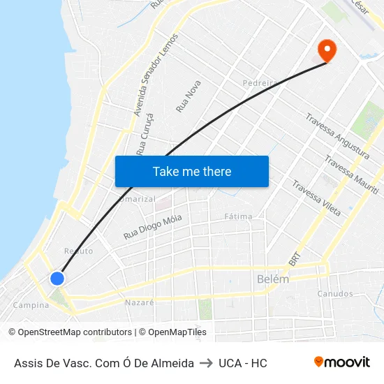 Assis De Vasc. Com Ó De Almeida to UCA - HC map