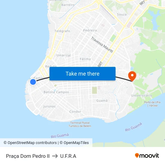 Praça Dom Pedro II to U.F.R.A map