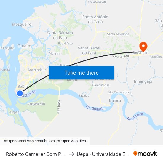 Roberto Camelier Com Pass. Júlio Paulino to Uepa - Universidade Estadual Do Pará map