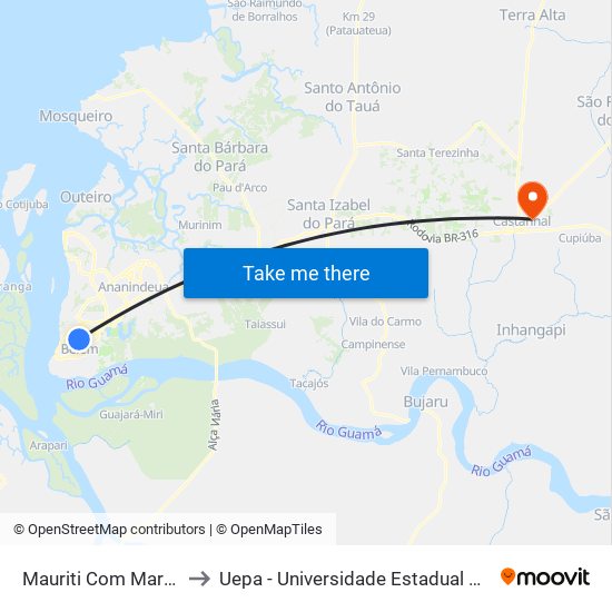 Mauriti Com Marquês to Uepa - Universidade Estadual Do Pará map