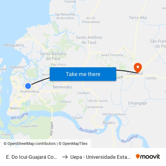 E. Do Icuí-Guajará Com Santa Fé to Uepa - Universidade Estadual Do Pará map