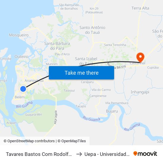 Tavares Bastos Com Rodolfo Chermont | Sentido Leste to Uepa - Universidade Estadual Do Pará map