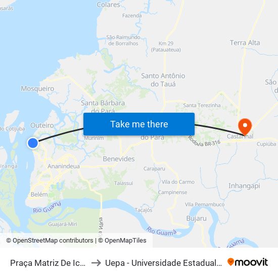 Praça Matriz De Icoaraci to Uepa - Universidade Estadual Do Pará map