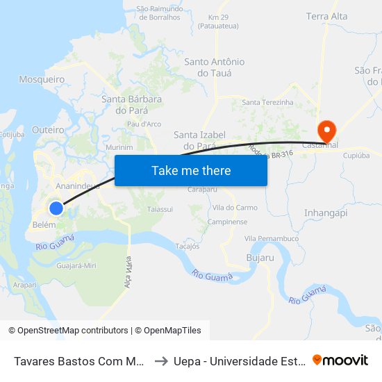 Tavares Bastos Com Monteiro Lobato to Uepa - Universidade Estadual Do Pará map