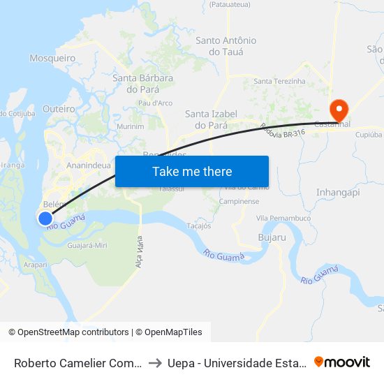 Roberto Camelier Com São Miguel to Uepa - Universidade Estadual Do Pará map