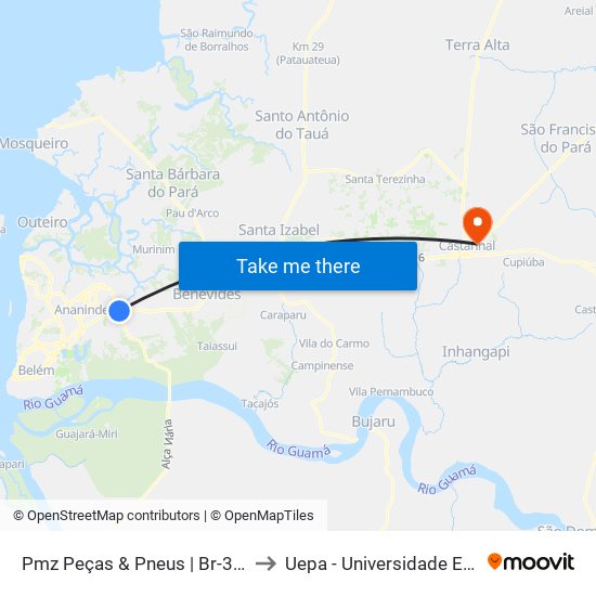 Pmz Peças & Pneus | Br-316 Com São João to Uepa - Universidade Estadual Do Pará map