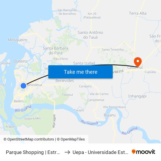 Parque Shopping | Estrada Do Bengui to Uepa - Universidade Estadual Do Pará map
