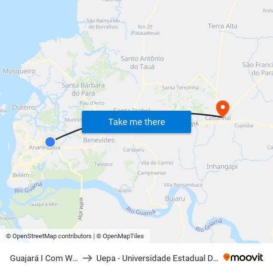 Guajará I Com We 73 to Uepa - Universidade Estadual Do Pará map