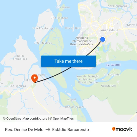 Res. Denise De Melo to Estádio Barcarenão map