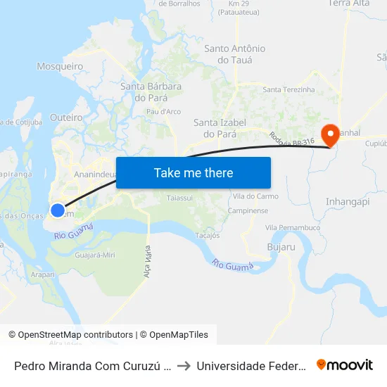 Pedro Miranda Com Curuzú | Sentido Sul to Universidade Federal Do Pará map