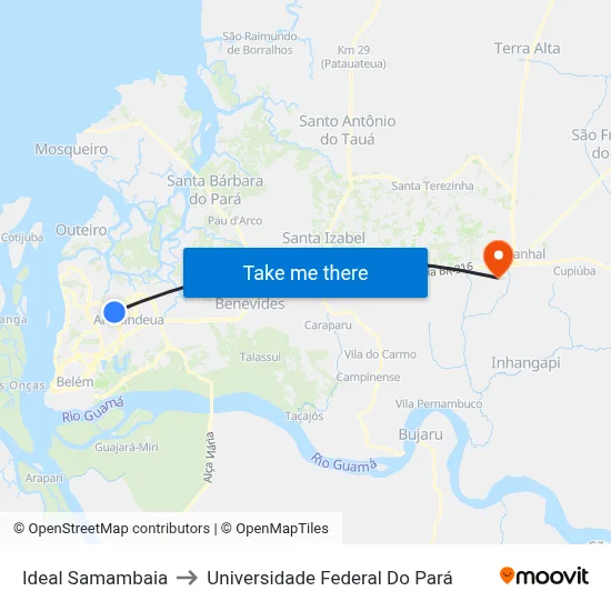 Ideal Samambaia to Universidade Federal Do Pará map