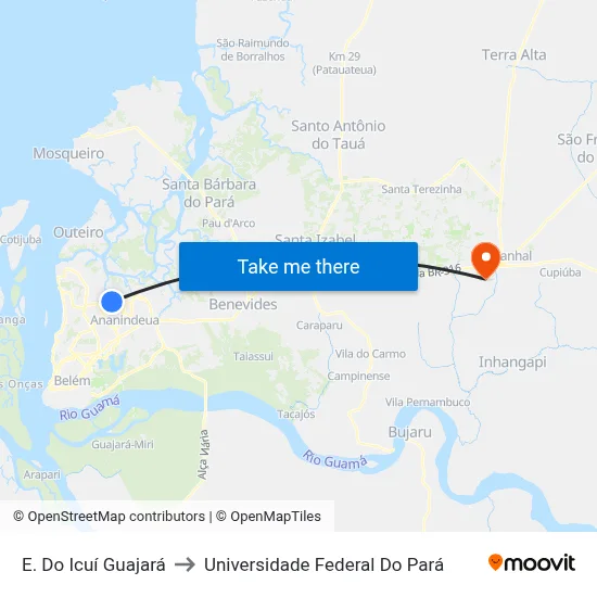 E. Do Icuí Guajará to Universidade Federal Do Pará map