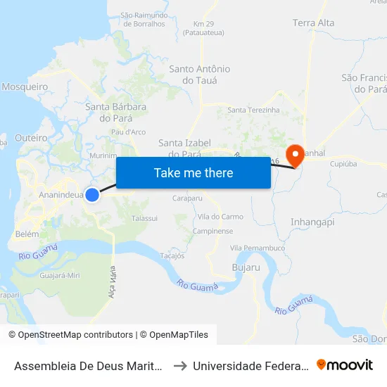 Assembleia De Deus Marituba | Br-316 to Universidade Federal Do Pará map