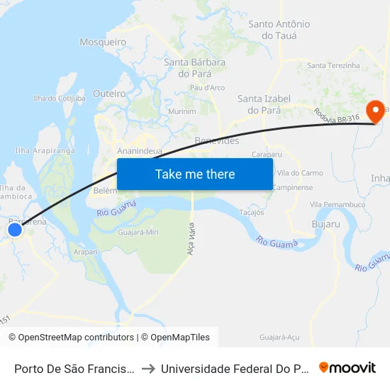Porto De São Francisco to Universidade Federal Do Pará map