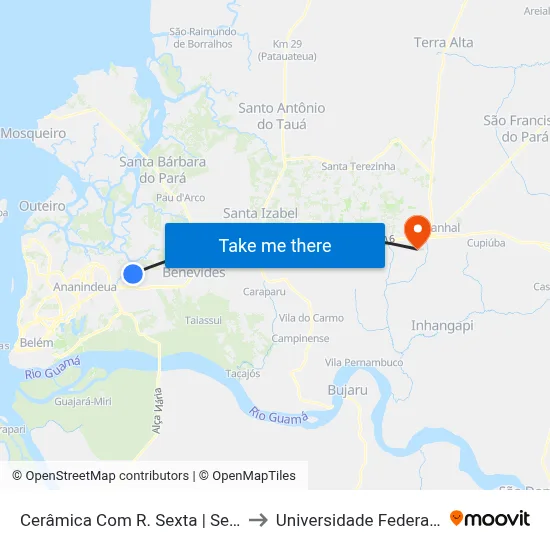 Cerâmica Com R. Sexta | Sentido Norte to Universidade Federal Do Pará map