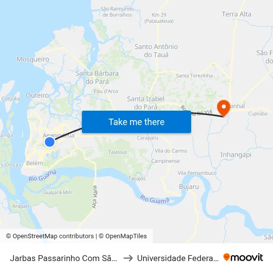 Jarbas Passarinho Com São Raimundo to Universidade Federal Do Pará map