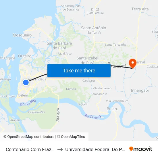 Centenário Com Frazão to Universidade Federal Do Pará map