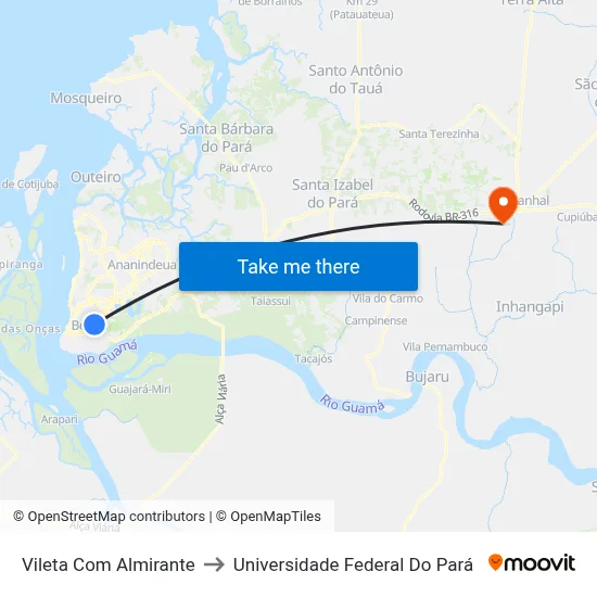Vileta Com Almirante to Universidade Federal Do Pará map