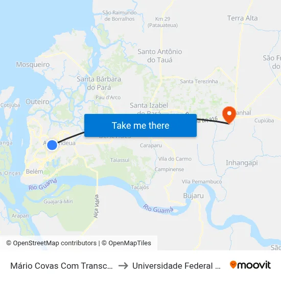 Mário Covas Com Transcoqueiro to Universidade Federal Do Pará map