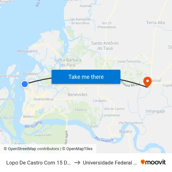 Lopo De Castro Com 15 De Agosto to Universidade Federal Do Pará map
