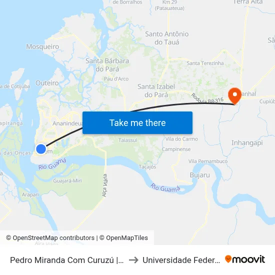 Pedro Miranda Com Curuzú | Sentido Norte to Universidade Federal Do Pará map