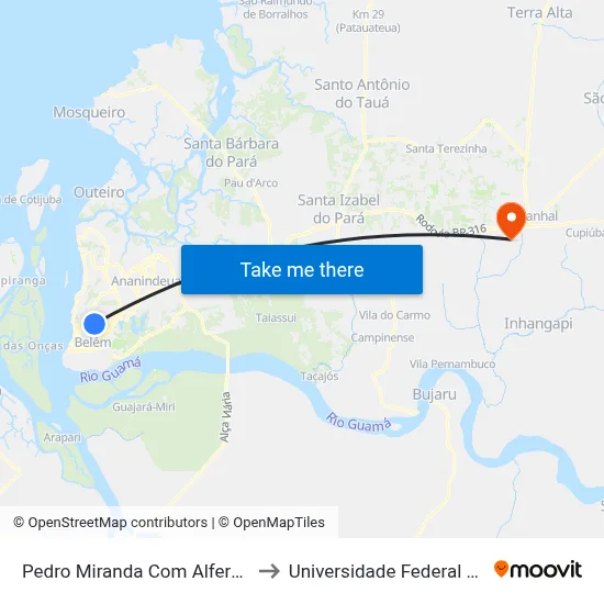 Pedro Miranda Com Alferes Costa to Universidade Federal Do Pará map