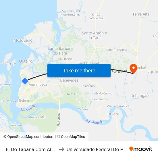 E. Do Tapanã Com Al. 19 to Universidade Federal Do Pará map