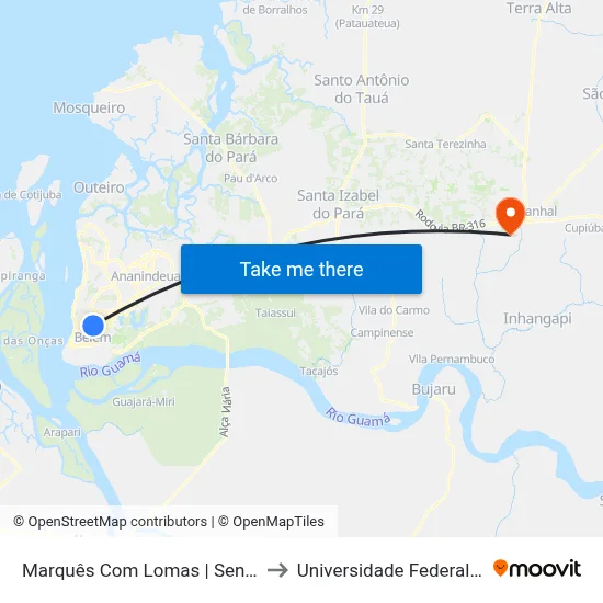 Marquês Com Lomas | Sentido Norte to Universidade Federal Do Pará map