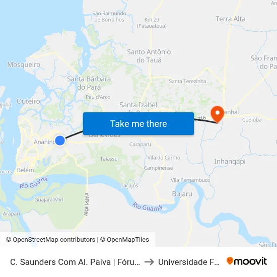 C. Saunders Com Al. Paiva | Fórum Trabalhista | Sentido Sul to Universidade Federal Do Pará map