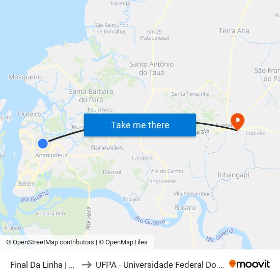 Final Da Linha | 40h to UFPA - Universidade Federal Do Pará map