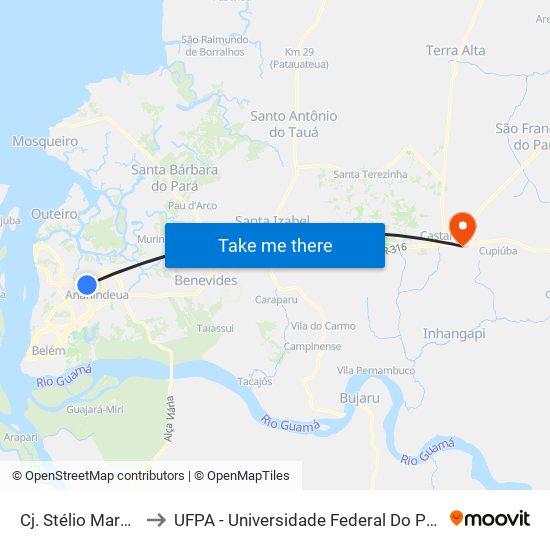 Cj. Stélio Maroja to UFPA - Universidade Federal Do Pará map