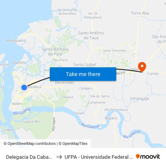 Delegacia Da Cabanagem to UFPA - Universidade Federal Do Pará map