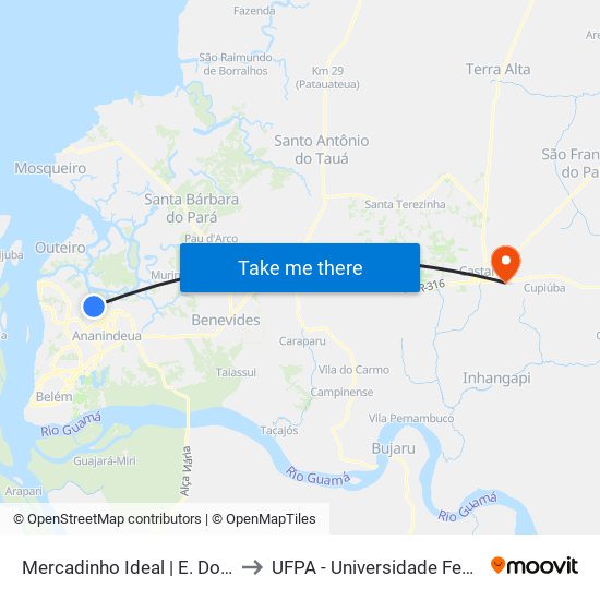 Mercadinho Ideal | E. Do Icuí-Guajará to UFPA - Universidade Federal Do Pará map