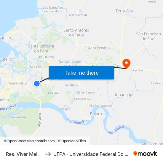 Res. Viver Melhor to UFPA - Universidade Federal Do Pará map