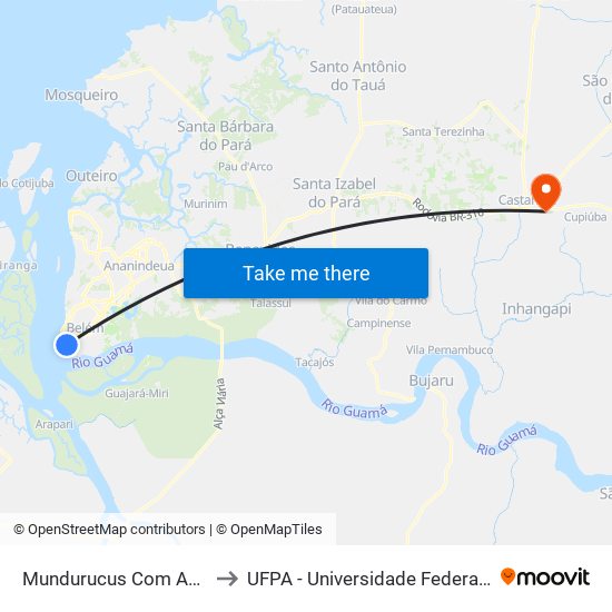 Mundurucus Com Apinagés to UFPA - Universidade Federal Do Pará map