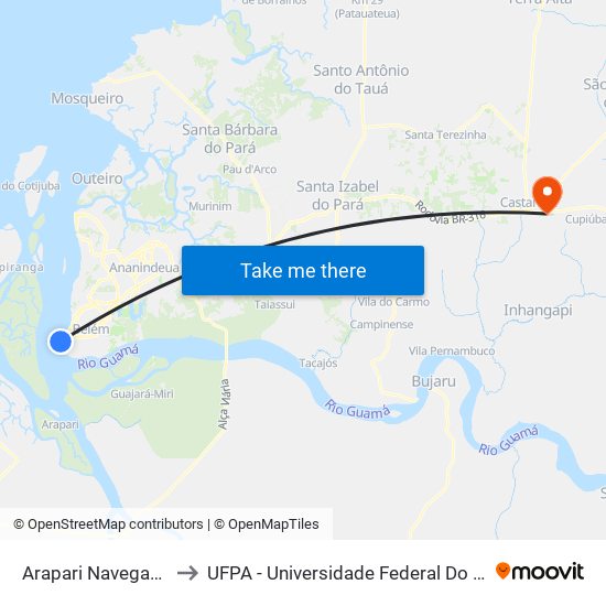 Arapari Navegação to UFPA - Universidade Federal Do Pará map