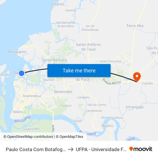 Paulo Costa Com Botafogo | Sentido Norte to UFPA - Universidade Federal Do Pará map