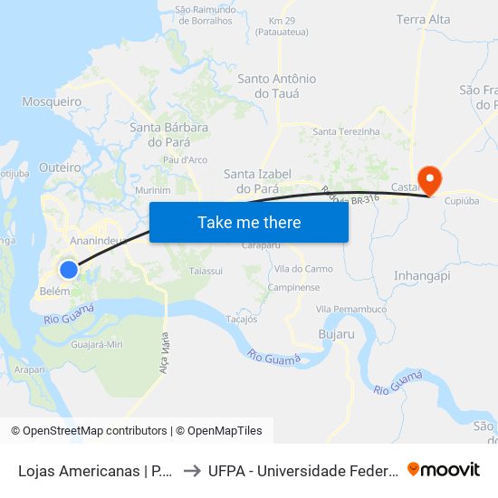 Lojas Americanas | P.A. Cabral to UFPA - Universidade Federal Do Pará map