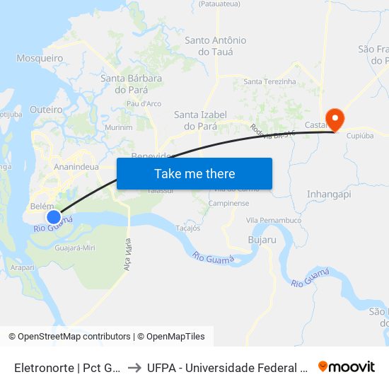 Eletronorte | Pct Guamá to UFPA - Universidade Federal Do Pará map