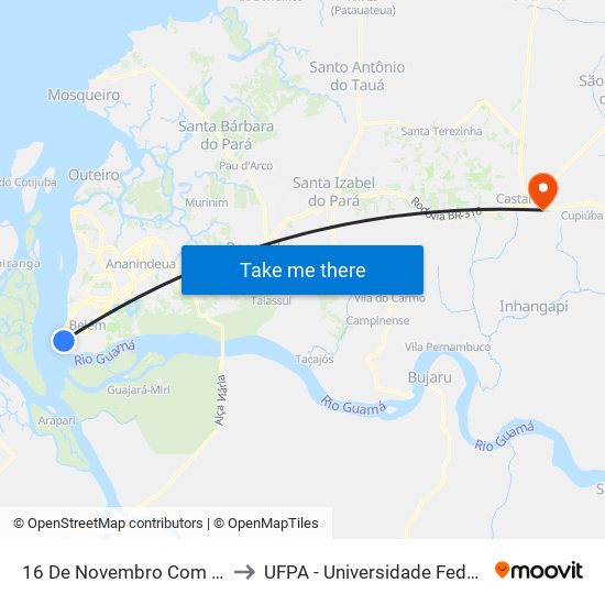 16 De Novembro Com Triunvirato to UFPA - Universidade Federal Do Pará map