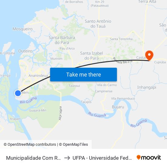 Municipalidade Com Rui Barbosa to UFPA - Universidade Federal Do Pará map