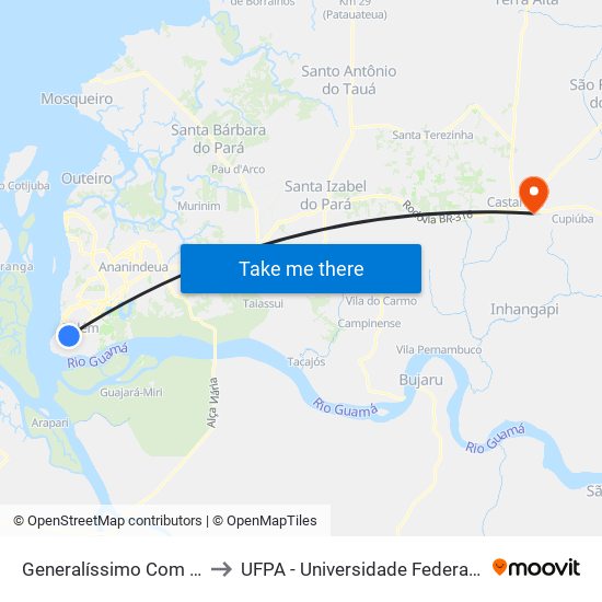 Generalíssimo Com Nazaré to UFPA - Universidade Federal Do Pará map